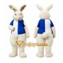 White Rabbit Mascot Costume with Custom Logo
