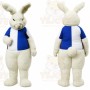 White Rabbit Mascot Costume with Custom Logo