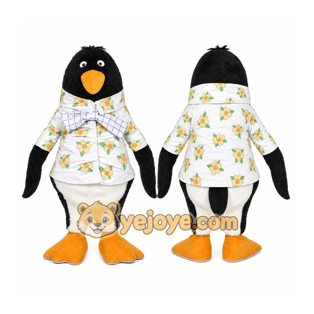 Black Penguin Mascot Costume with Custom Logo Black Penguin Mascot Costume with Custom Logo