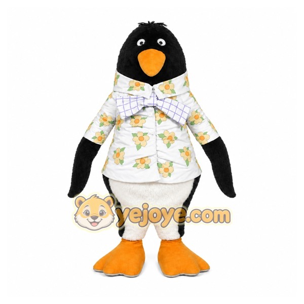 Black Penguin Mascot Costume with Custom Logo Black Penguin Mascot Costume with Custom Logo