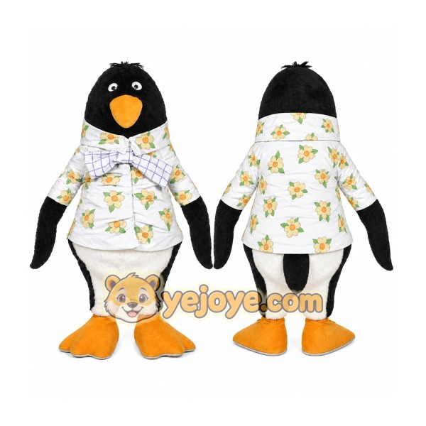 Black Penguin Mascot Costume with Custom Logo