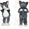 Gray Cat Mascot Costume with Custom Logo