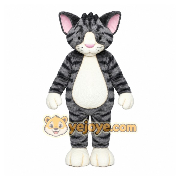 Gray Cat Mascot Costume with Custom Logo Gray Cat Mascot Costume with Custom Logo