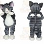 Gray Cat Mascot Costume with Custom Logo