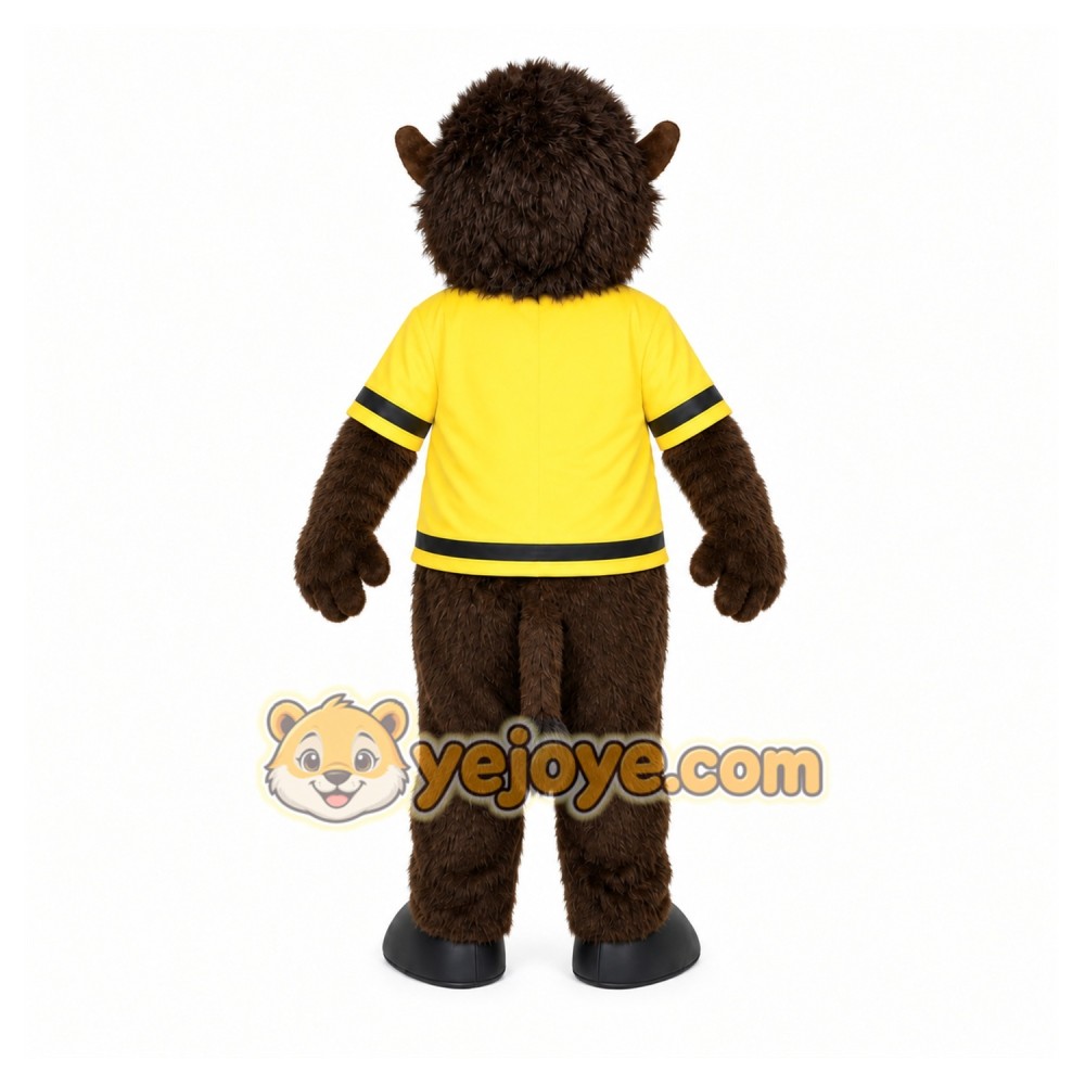 Brown Buffalo Mascot Costume with Custom Logo