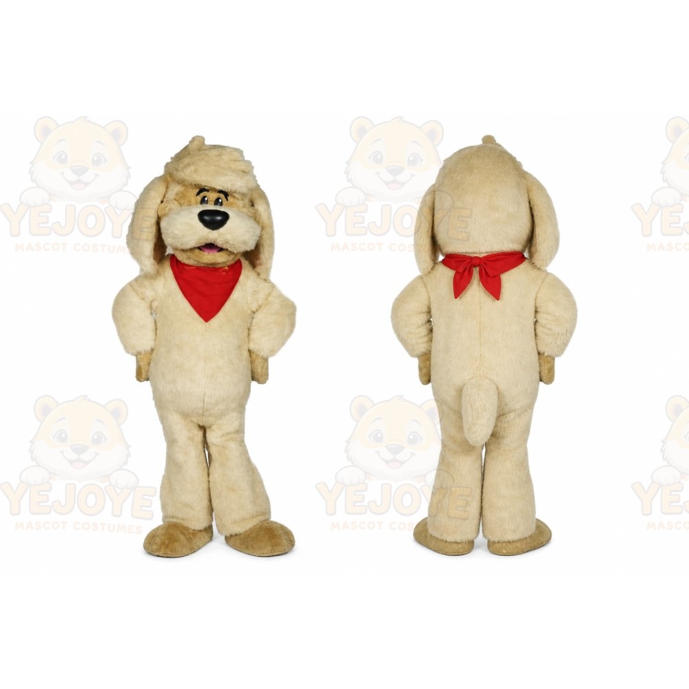 Beige Dog Mascot Costume with Custom Logo
