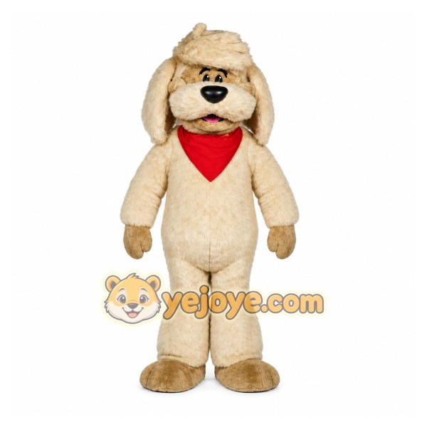 Beige Dog Mascot Costume with Custom Logo