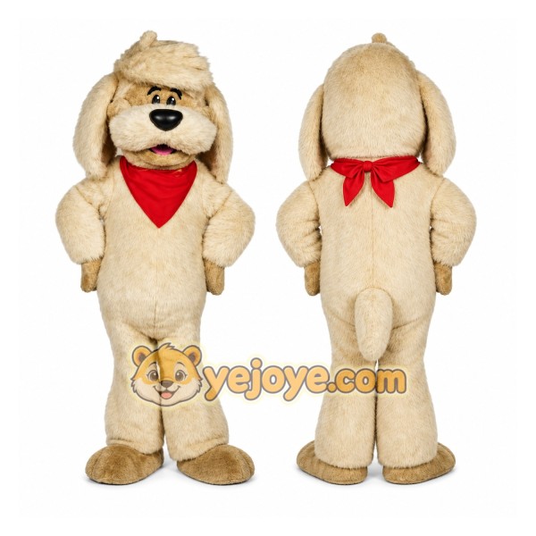 Beige Dog Mascot Costume with Custom Logo