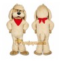 Beige Dog Mascot Costume with Custom Logo