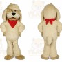 Beige Dog Mascot Costume with Custom Logo