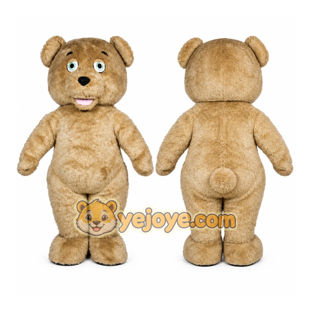 Brown Bear Mascot Costume with Custom Logo