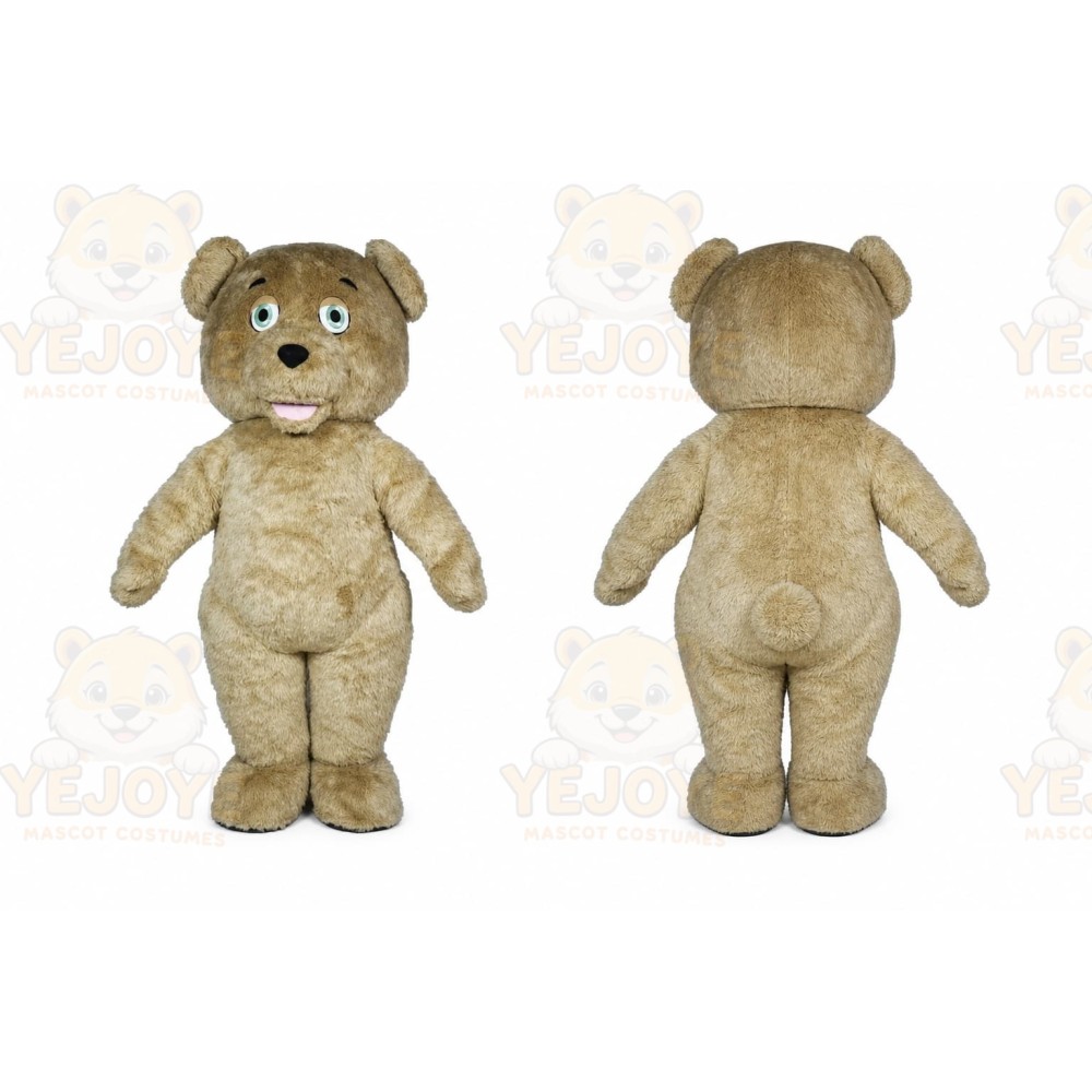 Brown Bear Mascot Costume with Custom Logo