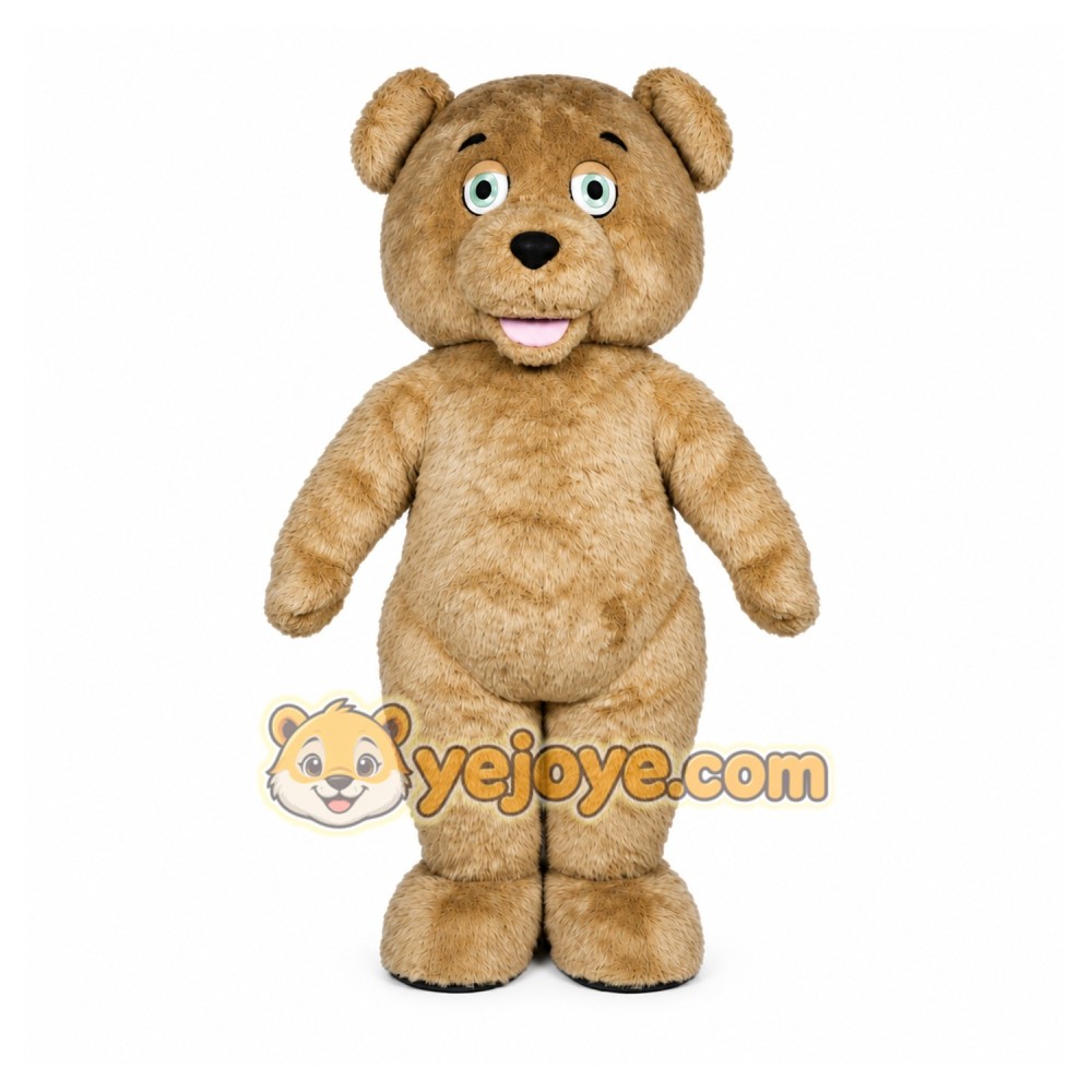 Brown Bear Mascot Costume with Custom Logo