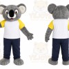 Gray Koala Mascot Costume with Custom Logo