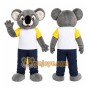 Gray Koala Mascot Costume with Custom Logo