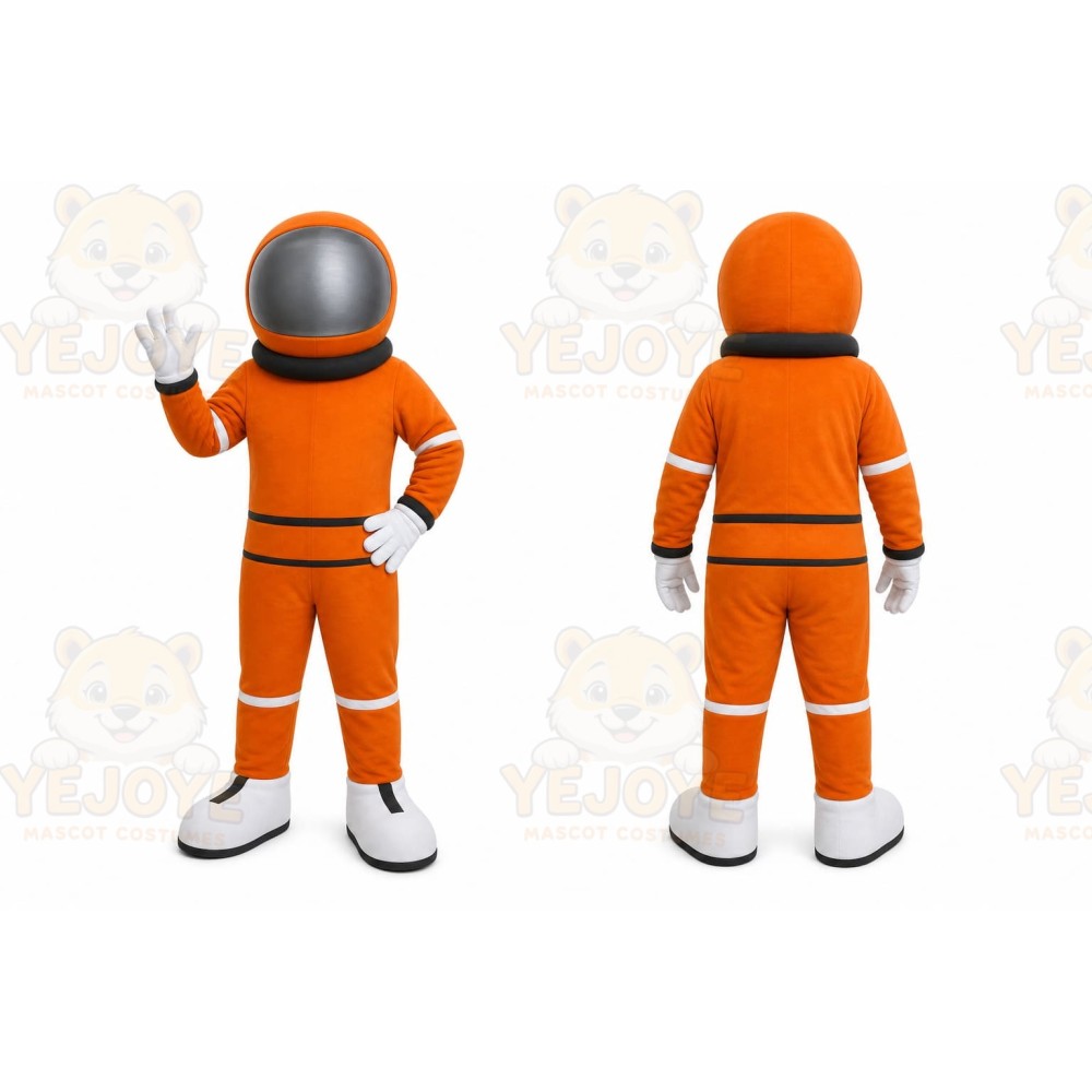 Orange Astronaut Mascot Costume with Custom Logo