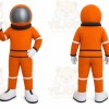 Orange Astronaut Mascot Costume with Custom Logo