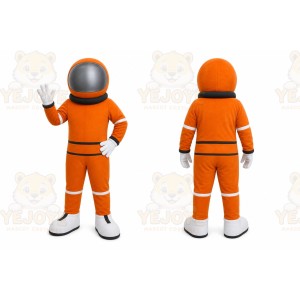 Orange Astronaut Mascot Costume with Custom Logo