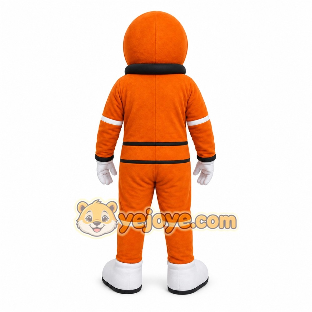 Orange Astronaut Mascot Costume with Custom Logo