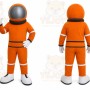 Orange Astronaut Mascot Costume with Custom Logo