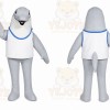 Gray Dolphin Mascot Costume with Custom Logo