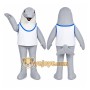 Gray Dolphin Mascot Costume with Custom Logo