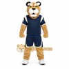 Tan Cougar Mascot Costume with Custom Logo