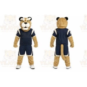 Tan Cougar Mascot Costume with Custom Logo