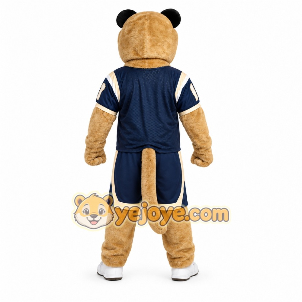 Tan Cougar Mascot Costume with Custom Logo
