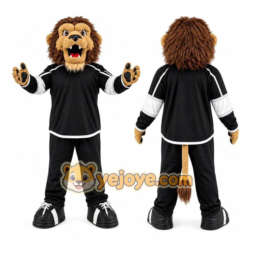 Black Lion Mascot Costume with Custom Logo Black Lion Mascot Costume with Custom Logo