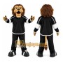 Black Lion Mascot Costume with Custom Logo