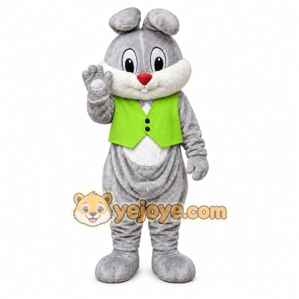 Gray Rabbit Mascot Costume with Custom Logo Gray Rabbit Mascot Costume with Custom Logo