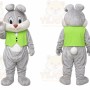 Gray Rabbit Mascot Costume with Custom Logo