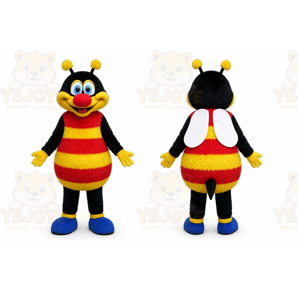 Black Bee Mascot Costume with Custom Logo
