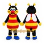 Black Bee Mascot Costume with Custom Logo