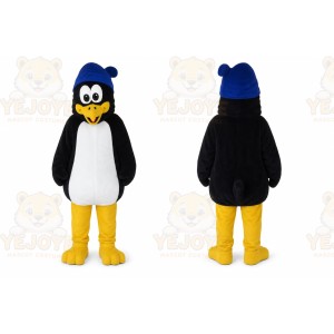 Black Penguin Mascot Costume with Custom Logo