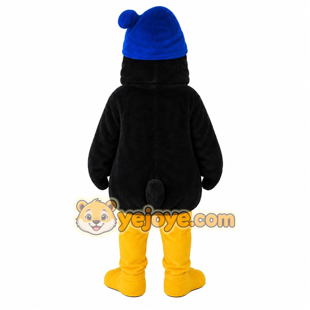 Black Penguin Mascot Costume with Custom Logo Black Penguin Mascot Costume with Custom Logo