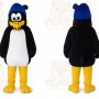 Black Penguin Mascot Costume with Custom Logo