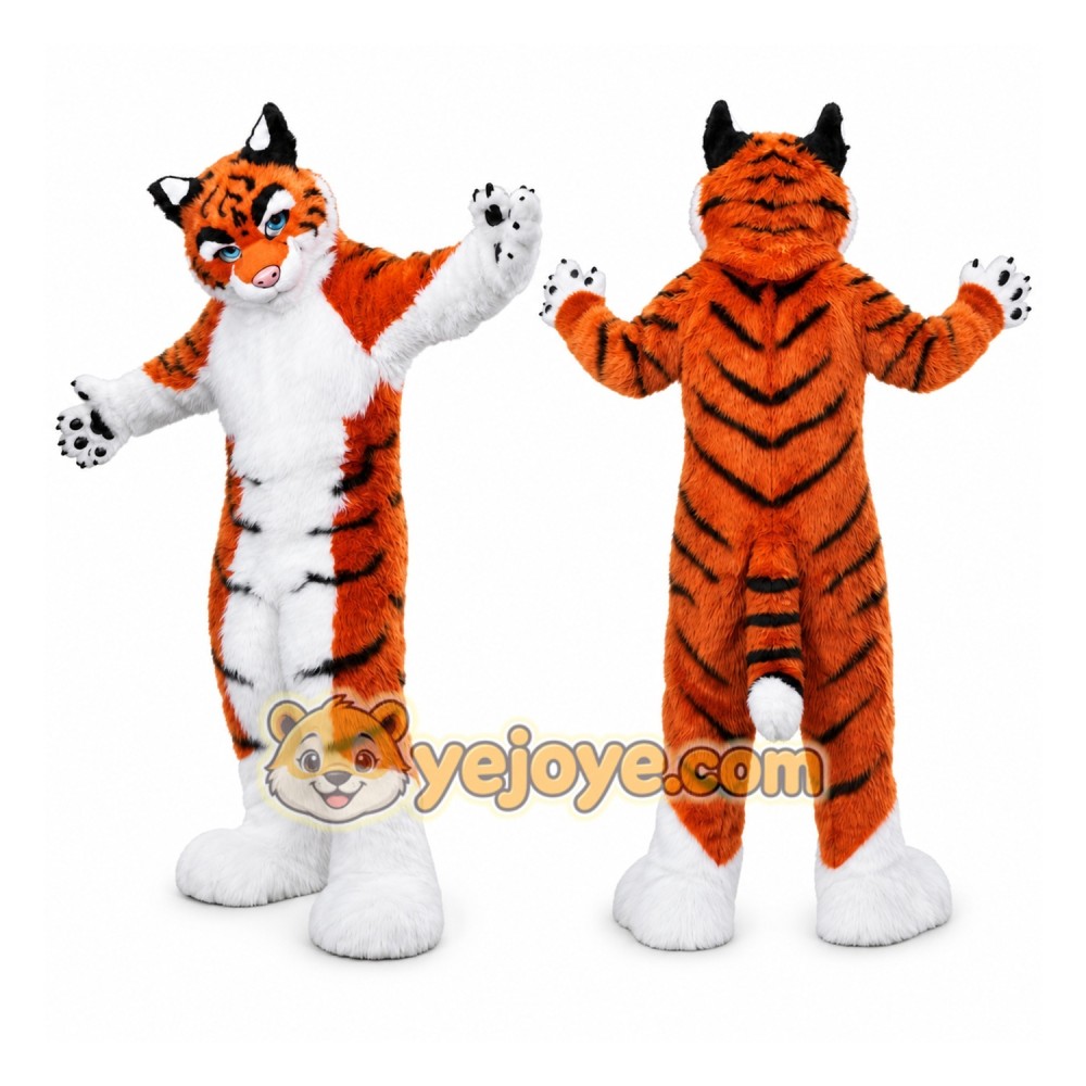 Orange Tiger Mascot Costume with Custom Logo Orange Tiger Mascot Costume with Custom Logo