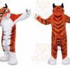 Orange Tiger Mascot Costume with Custom Logo