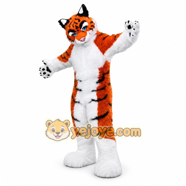 Orange Tiger Mascot Costume with Custom Logo