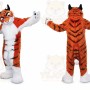 Orange Tiger Mascot Costume with Custom Logo