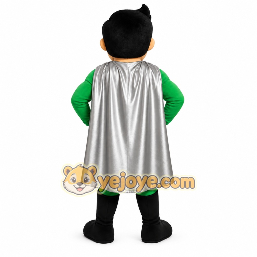 Green Superhero Mascot Costume with Custom Logo Green Superhero Mascot Costume with Custom Logo