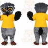 Gray Owl Mascot Costume with Custom Logo