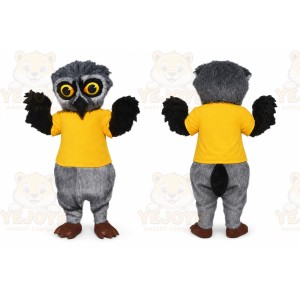 Gray Owl Mascot Costume with Custom Logo