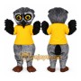 Gray Owl Mascot Costume with Custom Logo