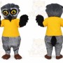 Gray Owl Mascot Costume with Custom Logo