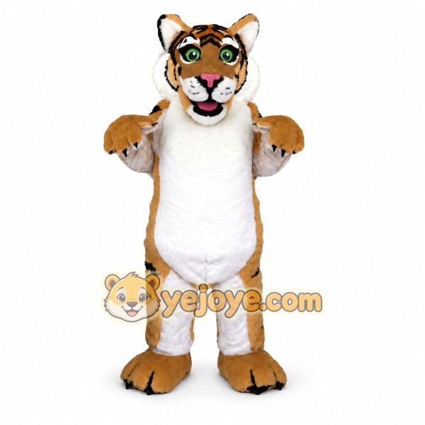 Brown Tiger Mascot Costume with Custom Logo
