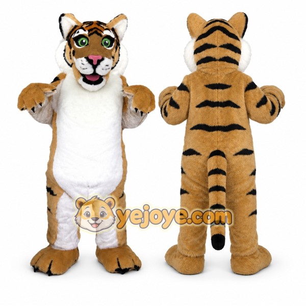 Brown Tiger Mascot Costume with Custom Logo