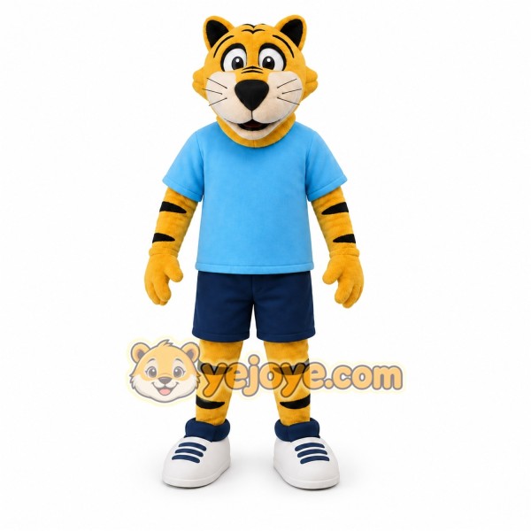 Yellow Tiger Mascot Costume with Custom Logo Yellow Tiger Mascot Costume with Custom Logo